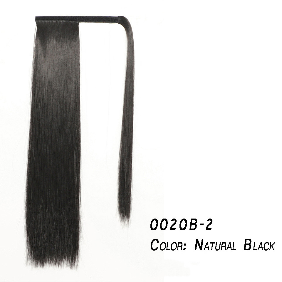 Sintetička perika ženska duga ravna kosa mat svila visoke temperature čičak moderan i prirodan nastavak za konjski rep_voghion.com