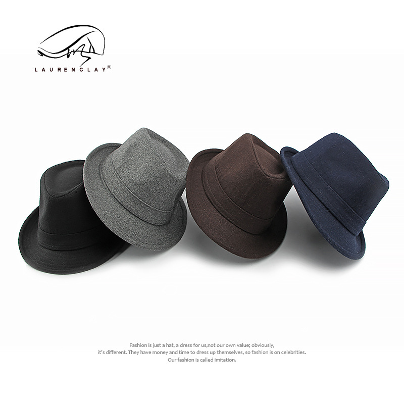 Sombrero de lana para hombre Otoño e Invierno franela simple tablero ligero sombrero bombín hombres y mujeres sombrero de jazz retro británico sombrero de caballero