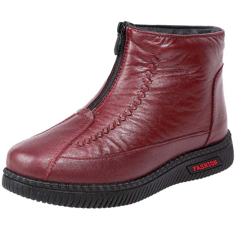 Nuevos zapatos de algodón de invierno para mujeres más vello grueso botas impermeables de mediana edad calentamiento zapatos de madre suaves zapatos de ancianos a prueba de frío