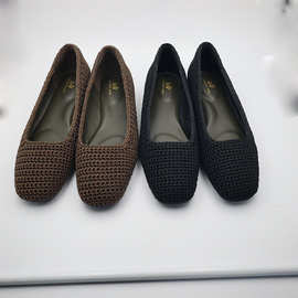 网红女鞋内小众编织真皮女士鞋女外穿2025夏季小坡跟配裙子单鞋女