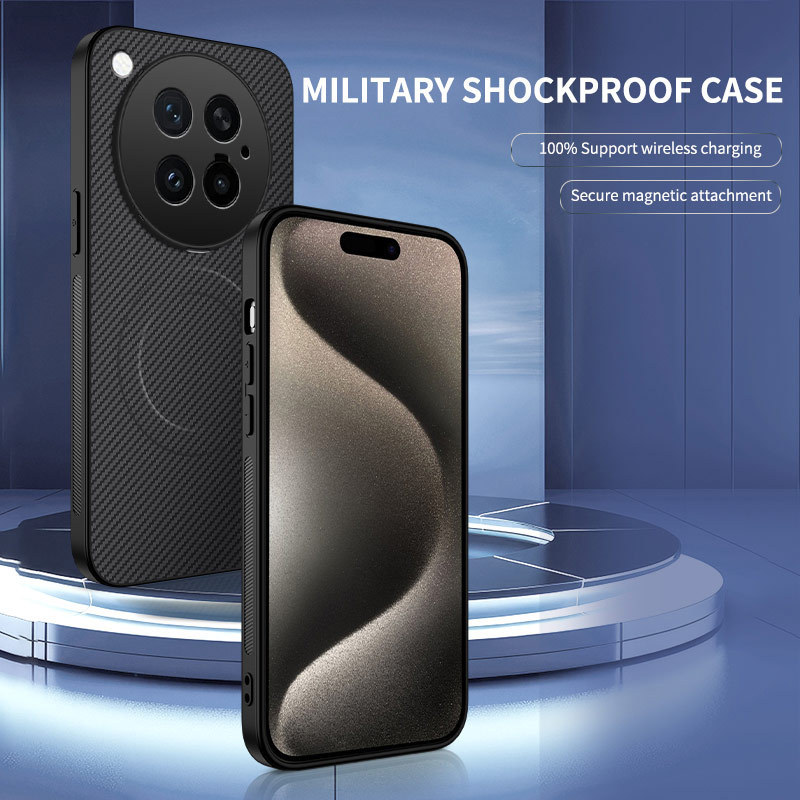 Suitable for Vivo X500 Carbon Fiber Pattern Magnetic Phone Case V80Lite All-Inclusive Anti-Fall Y05E Leather Protective Cover