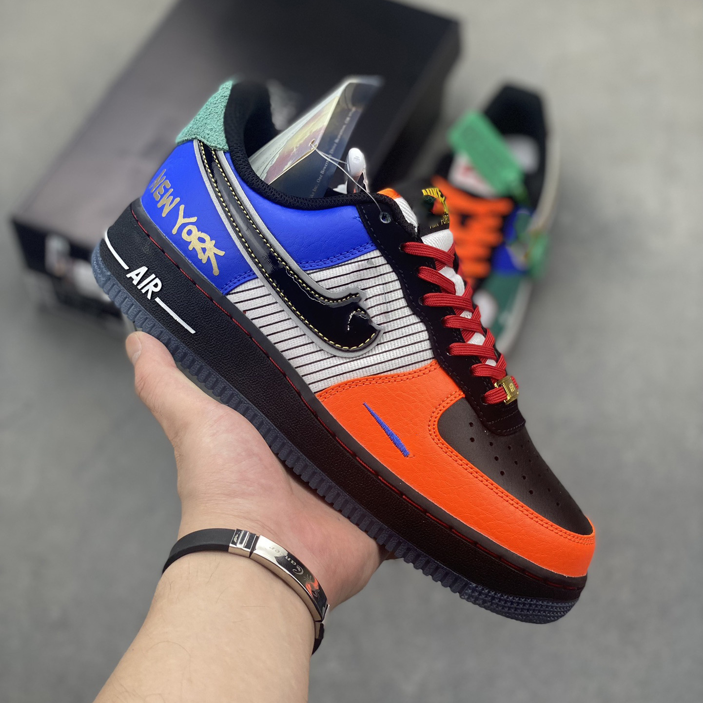 Кроссовки Air Force 1 унисекс спортивные черные белые комбинированные