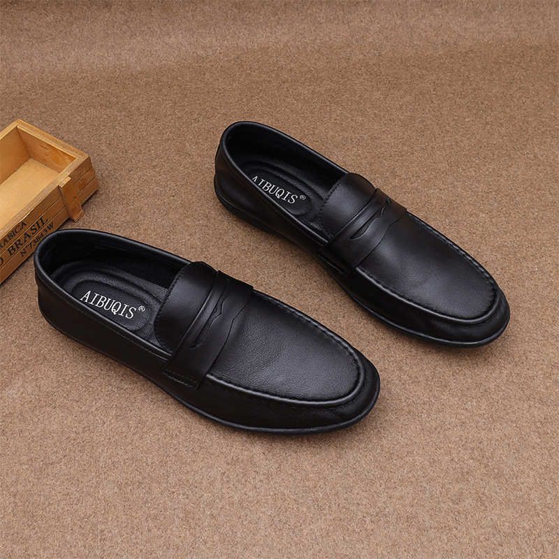 2022春季潮鞋懶人鞋男真皮輕便透氣韓版休閒豆豆鞋軟底單層牛皮鞋