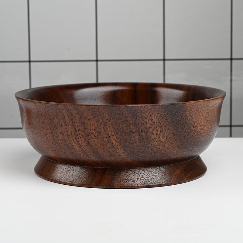 Suministro directo de fábrica chino redondo tazón de fideos instantáneos madera maciza creativo fabricante de fruta de madera fría y mixta tazón grande en stock descuento de gran cantidad