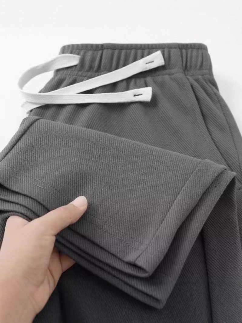 Kişi şalvarı boz twill düz kəsik yaz-payız üçün
