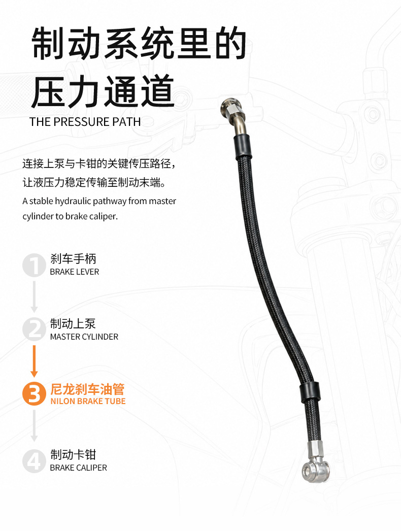 Electric vehicle disc brake oil hose modified for motorcycle front and rear brakes, M8M10 high-pressure steel hose universal accessories