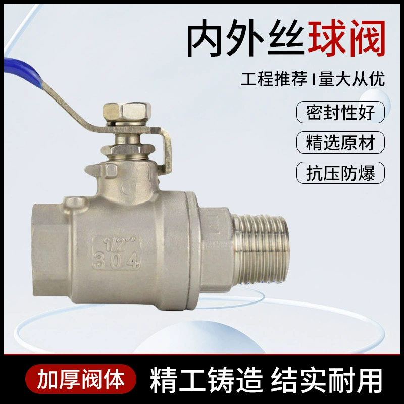 Шаровой кран из нержавеющей стали 304, двухсоставной, с внутренней и внешней резьбой, 1/2 дюйма, 3/4 дюйма, 1 дюйм, для водопроводных труб, запорный клапан