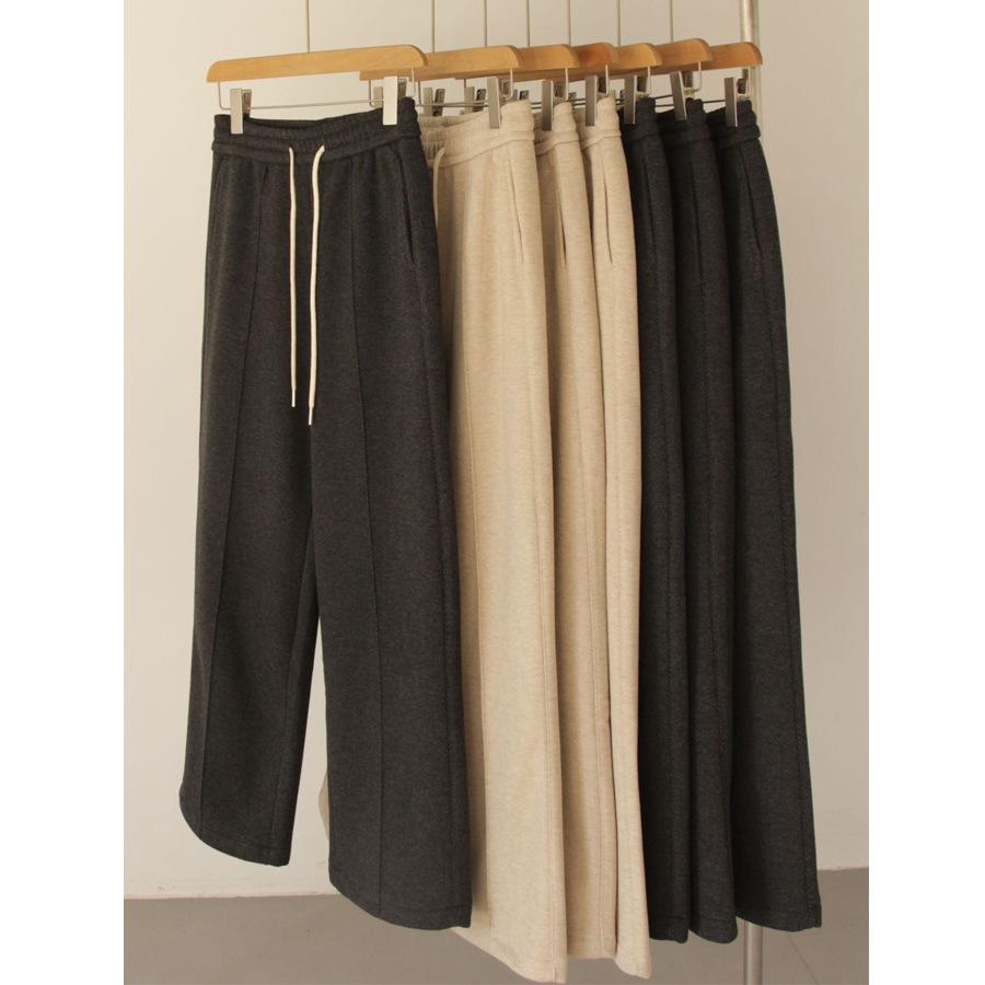 绵羊毛直筒裤子女秋加绒裤子女冬2025新款慵懒软糯垂顺高腰阔腿裤