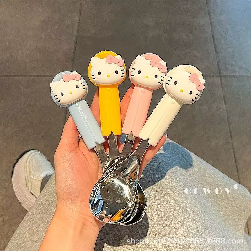 304 Stainless Steel Sanrio Hello Kitty Spoon Home Dining Spoon 2025 New Cartoon Cute Kidsren's Tableware