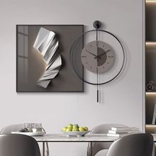现代轻奢餐厅装饰画高档抽象钟表挂画大气简约客厅沙发时钟壁画
