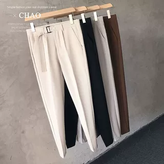 小西裤男春秋垂感九分裤商务休闲韩版潮流休闲男士直筒宽松西装裤