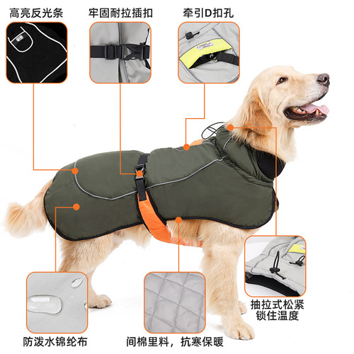 Autumn and winter pet jackets, dog warm, water-repellent clothes, quilted close-fitting winter pet clothing, factory direct sales