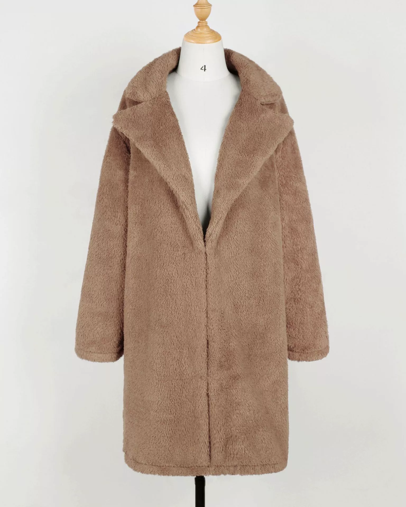 Demi‑season long‑sleeve coat, oversized teddy faux‑shearling, 2018 style, S–XXXL