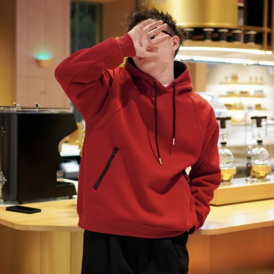 Suéter burdeos para mujer, engrosamiento de la moda 2024 otoño e invierno, suéter de color sólido, chaqueta de primavera y otoño con capucha coreana suelta