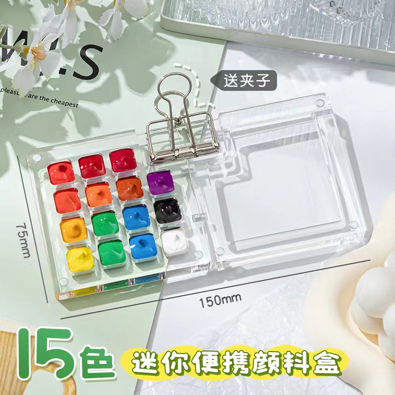 8 caja de color 15 caja de color mini acuarela caja de pintura portátil cuaderno de dibujo de viaje