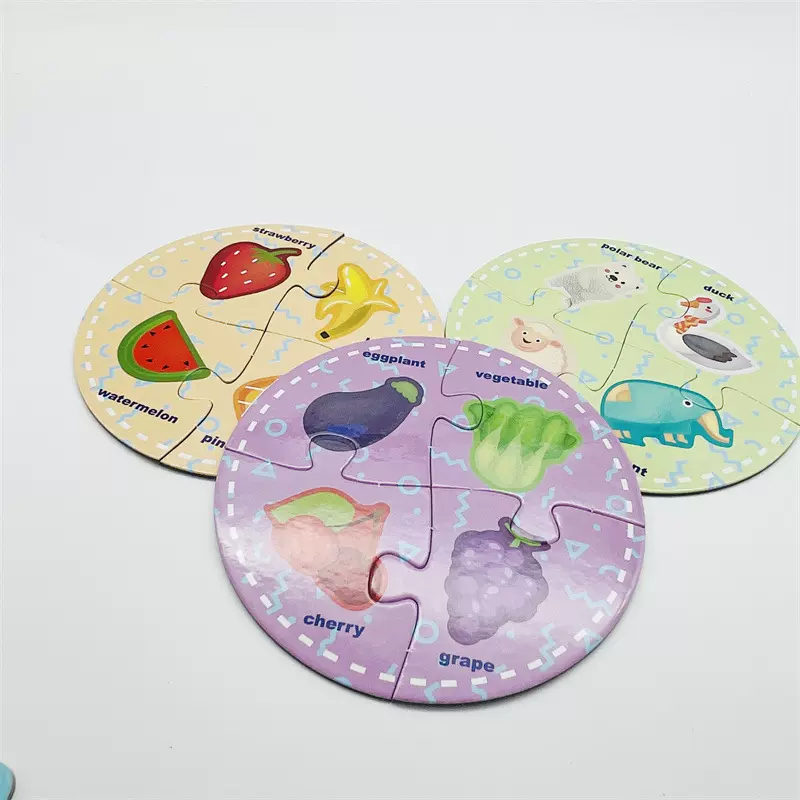纸质拼图定制企业广告礼品益智玩圆形拼图定制形状尺寸源头厂家
