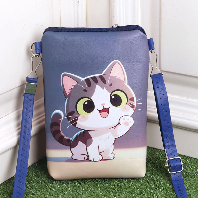 Double pull shoulder bag gray cat
