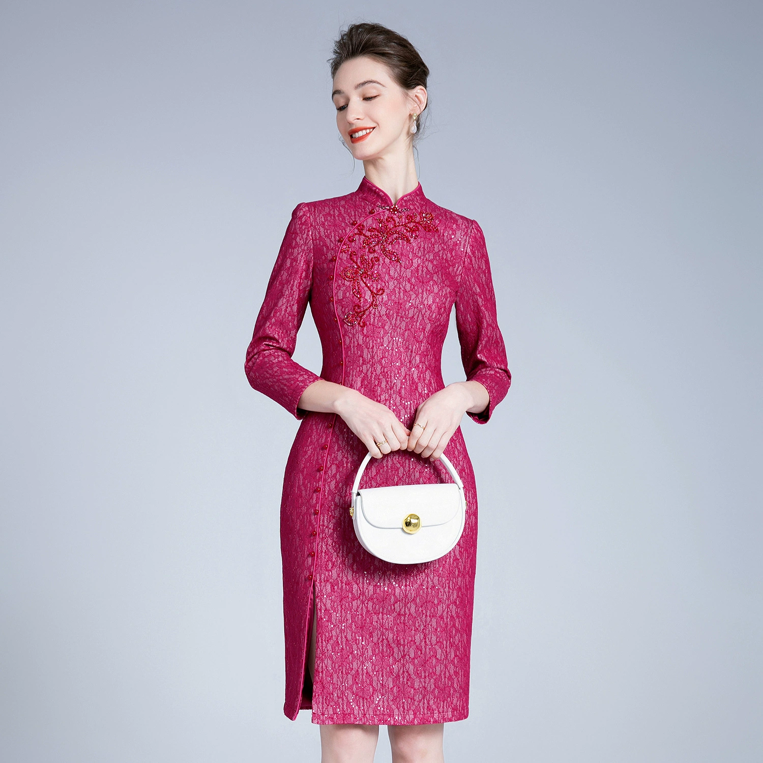 Шэньчжэнь высокого класса банкетное платье среднего возраста улучшенная Cheongsam счастливый мать-в-законе богатая женщина тетя Мать платье поколение волос