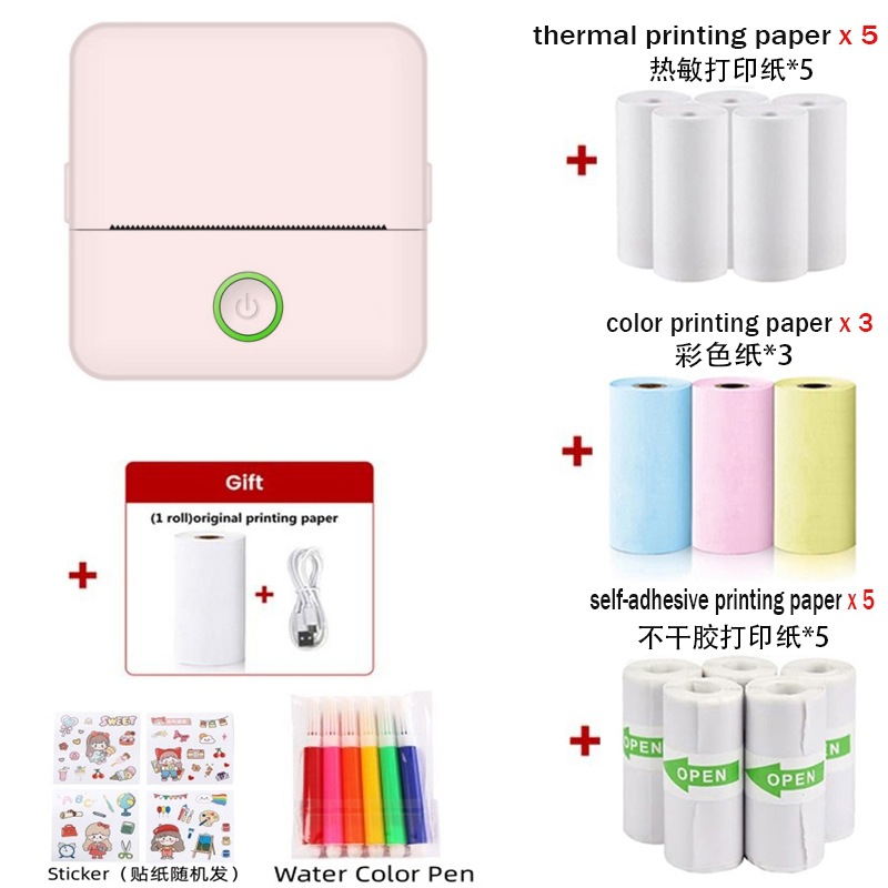 X6 핑크 [인쇄지 1롤 + 감열지 5롤 + 스티커 5롤 + 컬러지 3롤 + 수채펜 6개 + 스티커 포함]