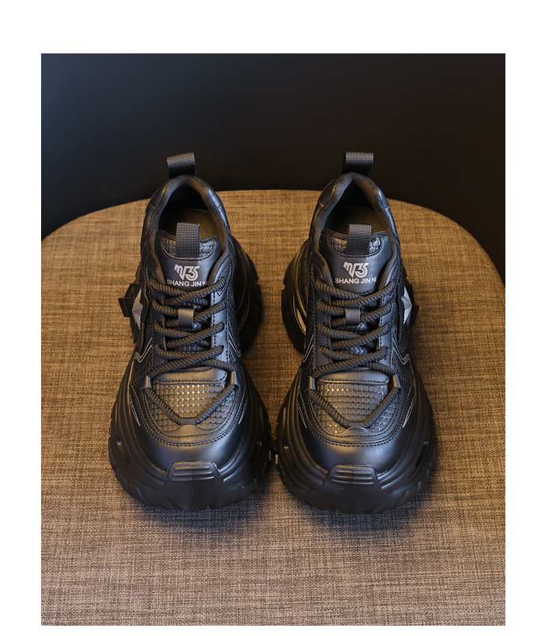 Giày sneaker chunky đế dày tăng chiều cao nữ, đế 9cm — đen chi tiết 18