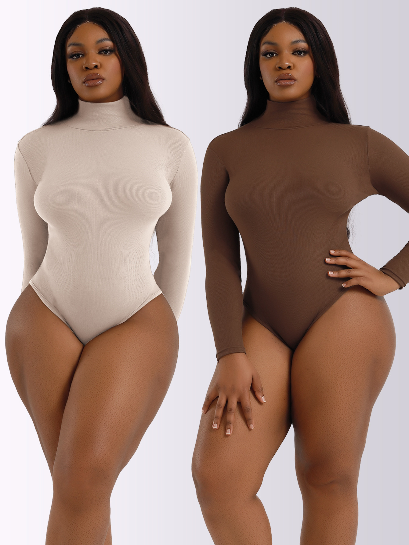 Body de Mujer para Otoño e Invierno, Estilo Europeo y Americano, Cuello Alto, Manga Larga, Ajustado