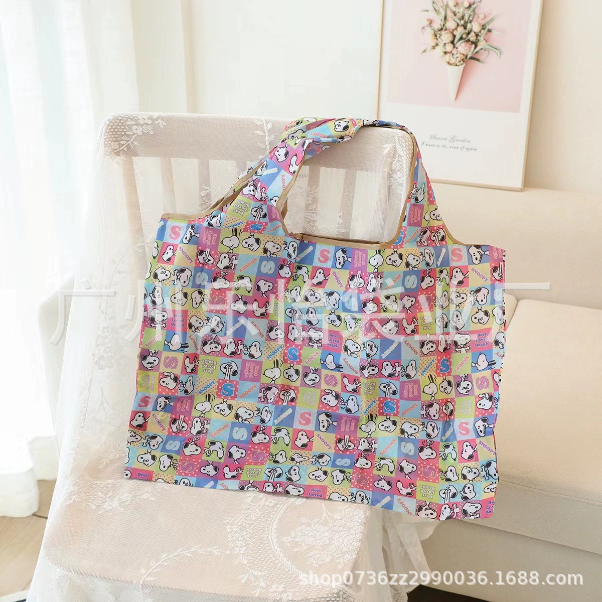 Folding cute cartoon big shopping bag