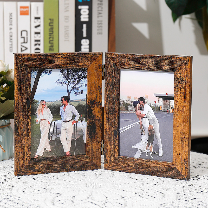 Hinge Folding Photo Frame Table Home 6 Inch Photo Hinge Photo Frame Double Combination Picture Frame Cross-border Hot Sale