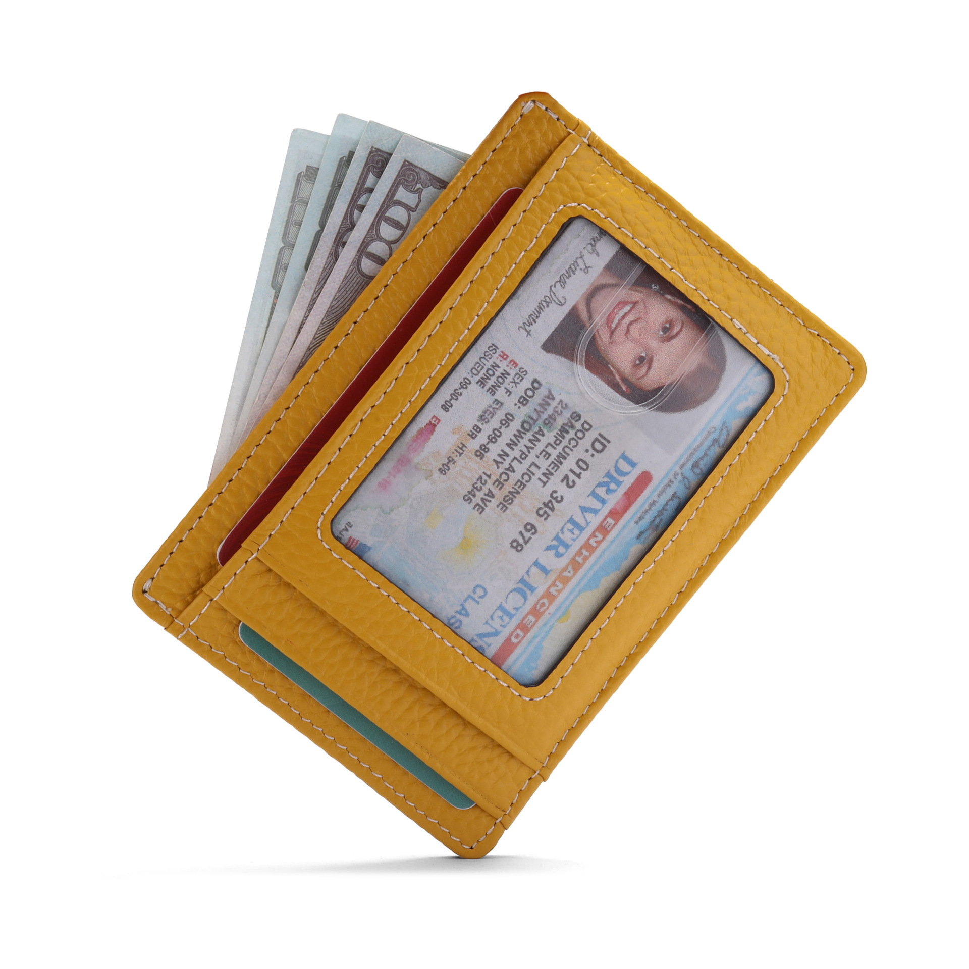 Amazon One Piece Multi-Function ID Bag RFID ultra-delgado anti-robo tarjeta de deslizamiento bolsa de tarjeta de cuero estampado de litchi