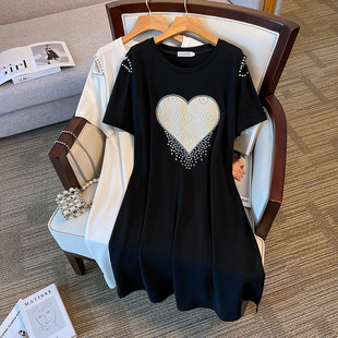 Large size women's loose dress summer fat mm slim dress 200/300kg 6170
