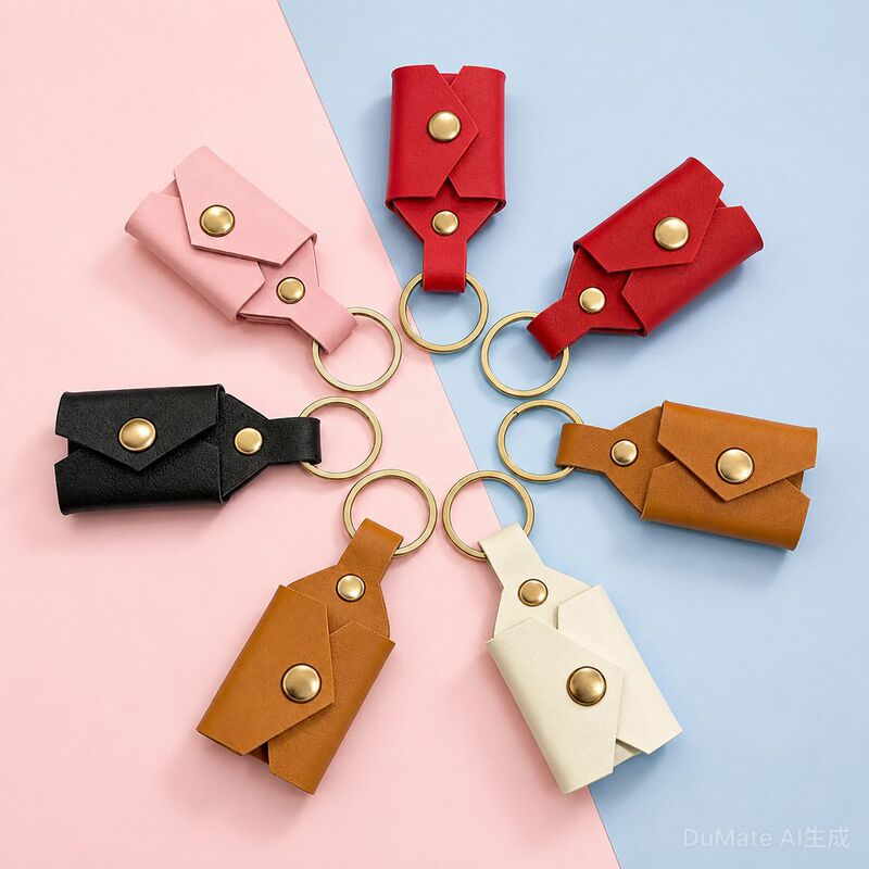 Leather Folding Photo Keychain DIY Blank Leather Case 1inch Id Photo Card Holder Promotional Gift Factory Wholesale