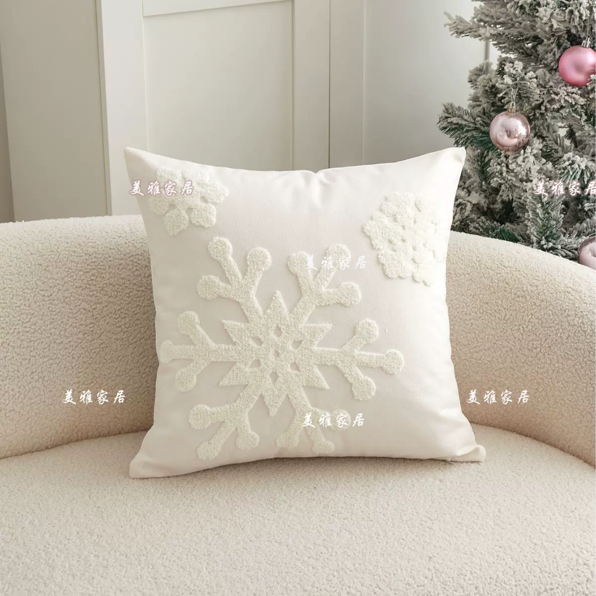 ins北欧复古雪花枕套刺绣轻奢客厅沙发床头靠垫靠枕柔软家居抱枕