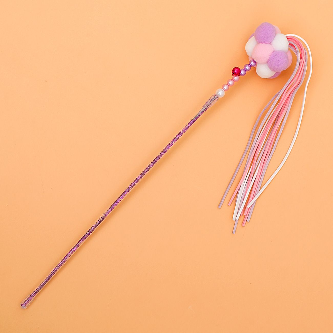 En línea celebridad acrílico cuentas de hadas divertido gato palo gato juguete borla Bell suministros para mascotas gato juguete al por mayor