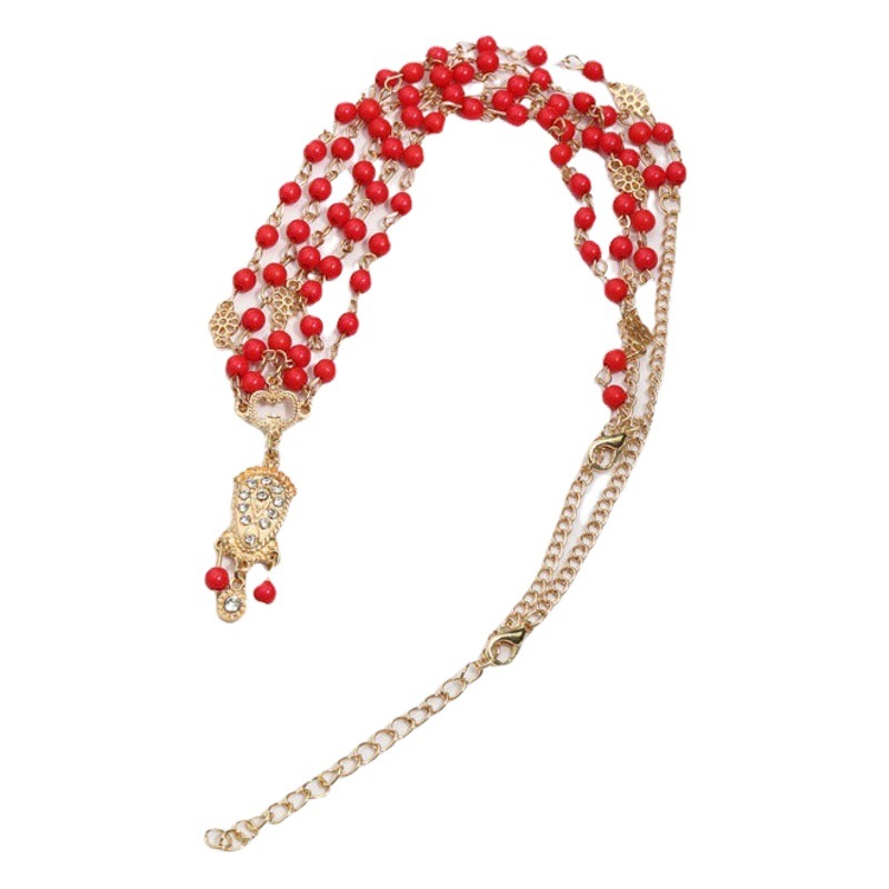 Europea y americana Bohemia princesa estilo mismo retro gótico flash diamante lujo acrílico accesorios para el cabello pelo cadena tocado cabeza cadena