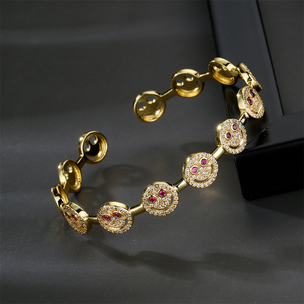 fashion smiley face bracelet copper micro-inlaid zircon jewelry
