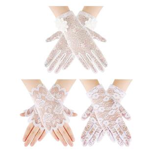 O 14962 Lace Gloves Long Short Fingers �ٽz����