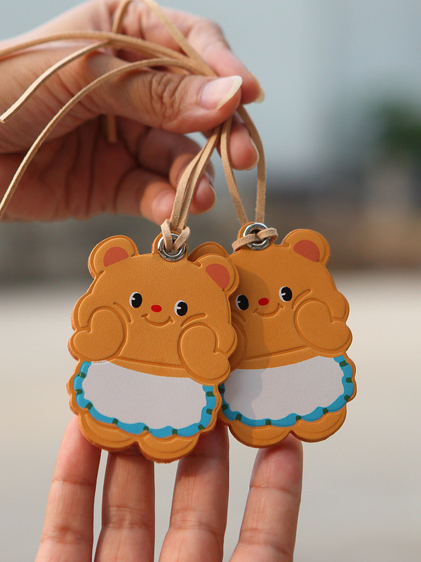 Adapted LV presbyopy bag pendant cute cream bear first layer beeswax cowhide leather ornaments doll accessories Adapted LV presbyopy bag pendant cute cream bear first layer beeswax cowhide leather ornaments doll accessories