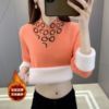 一体绒毛衣女2021年新款韩版加绒加厚打底衫秋冬洋气保暖领上衣|ru