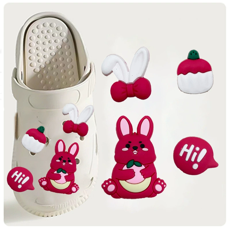 Новый розовый кролик пещера обувь обувь цветочная обувь аксессуары DIY пещера обувь аксессуары обувь декоративная застежка обувь аксессуары