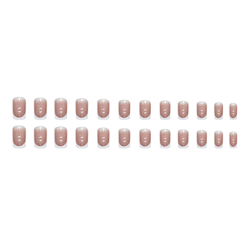 Armadura completa con flash explosivo de estilo europeo de longitud media, uñas postizas francesas minimalistas, armadura de verano_voghion.com
