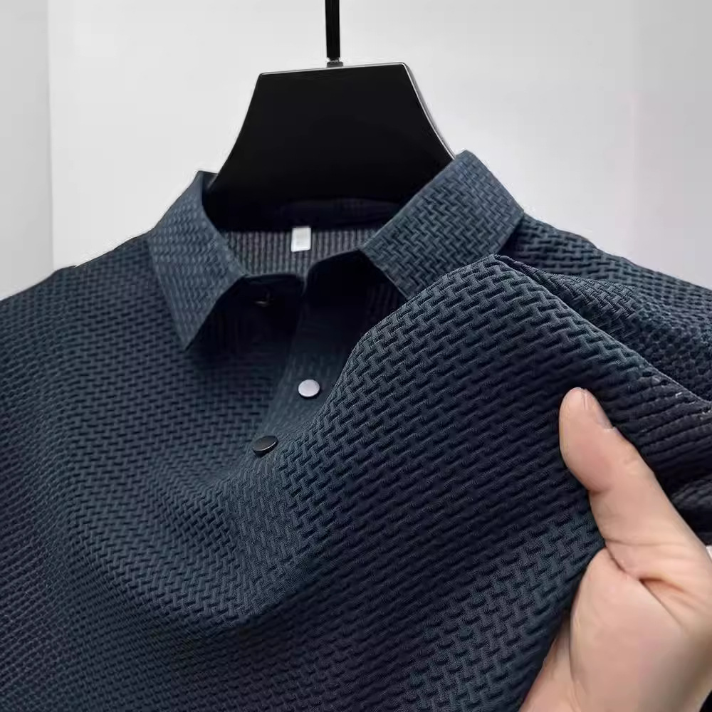 Cross-Border Foreign Trade Ice Silk Cool Summer Thin Men's Short-Sleeve Polo Shirt, Trendy and Stylish Ins-Style Top, Dropshipping