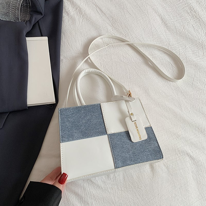 Bolso de hombro con diseño de costura de color en contraste nuevo estilo de primavera y verano 2025 estilo ins bolso cuadrado pequeño bolso de viaje de moda mujer