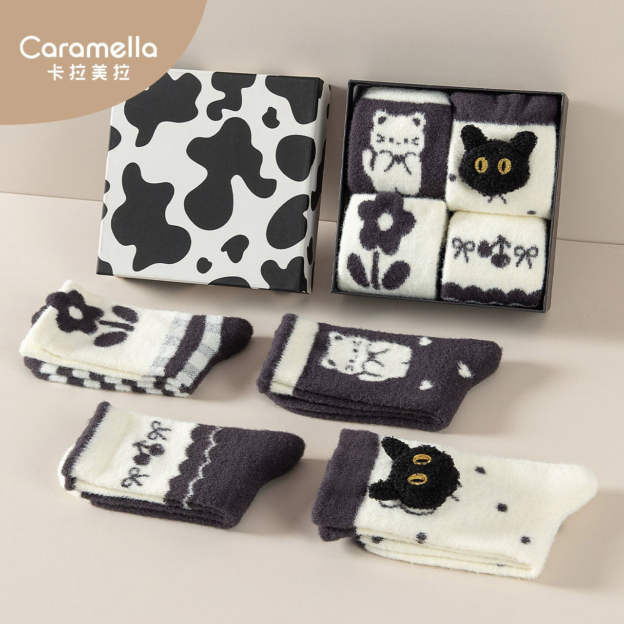 Caramella носки женские напоенные носки для девочек спящие носки осенние и зимние новые милые женские носки теплые толстые носки