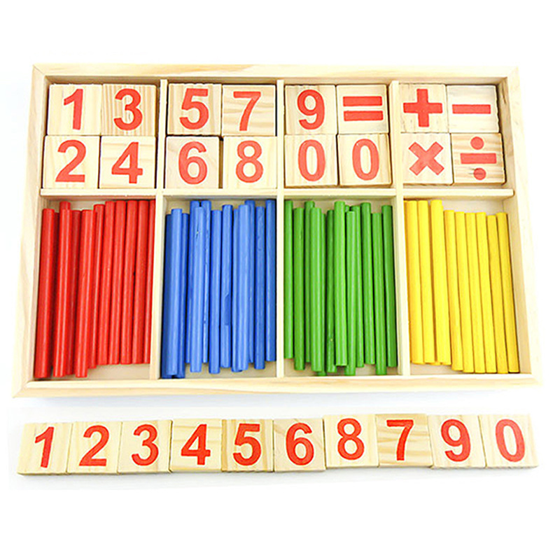 Juguetes de madera redondos números combinados barra de conteo infantil juegos de puzzle para aprender a contar
