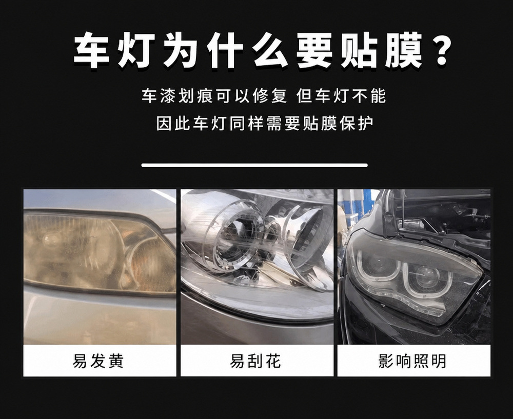 Car Headlight Protection Film PPF 7.5Mil Self-Healing Premium Crystal Clear Headlight Cover 8 Years Warranty