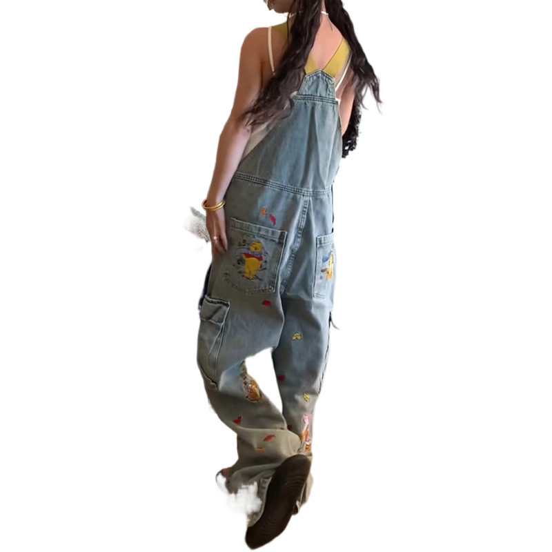 American plus size Design Cartoon Embroidered Jeans Children's 2025 Spring Spice Girls Hong Kong Style Childlike Backwear Pants