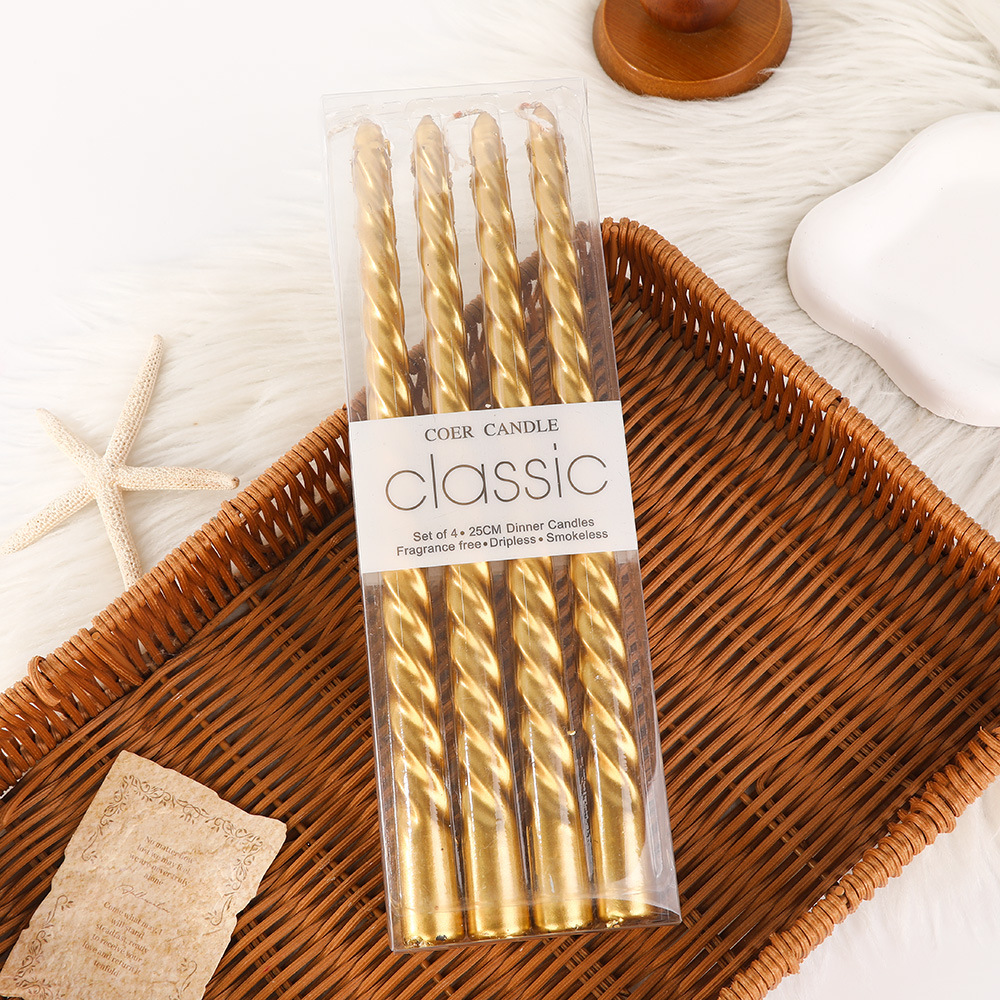 10 pulgadas europeas varillas largas roscadas de color candelabro vela al por mayor casera romántica decoración de cena vela de boda