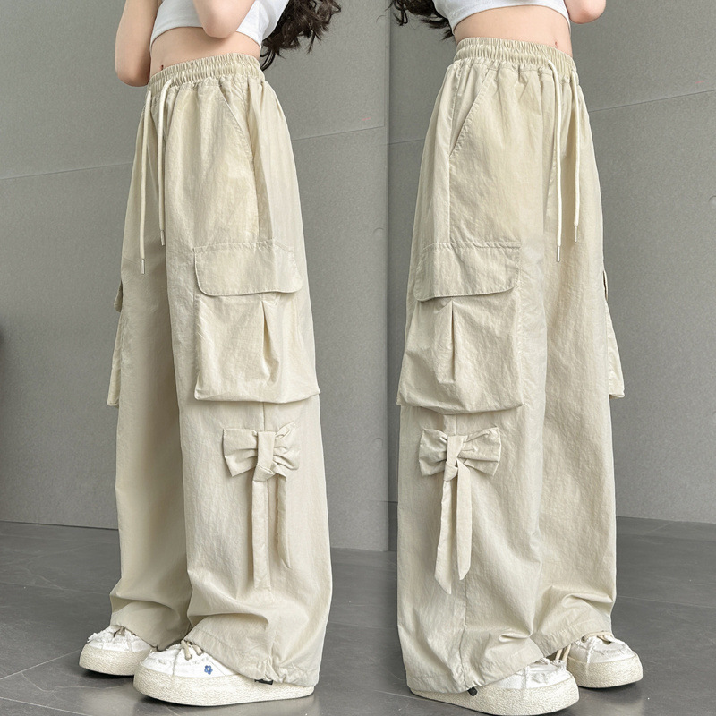 女の子オーバーオール夏薄い 2025 新しい子供の夏防蚊パンツ大きな子供ジャズダンスワイドレッグパンツトレンディな|undefined