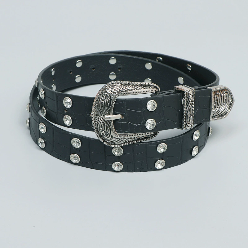 Belt, jeans, black retro universal accessory, American style