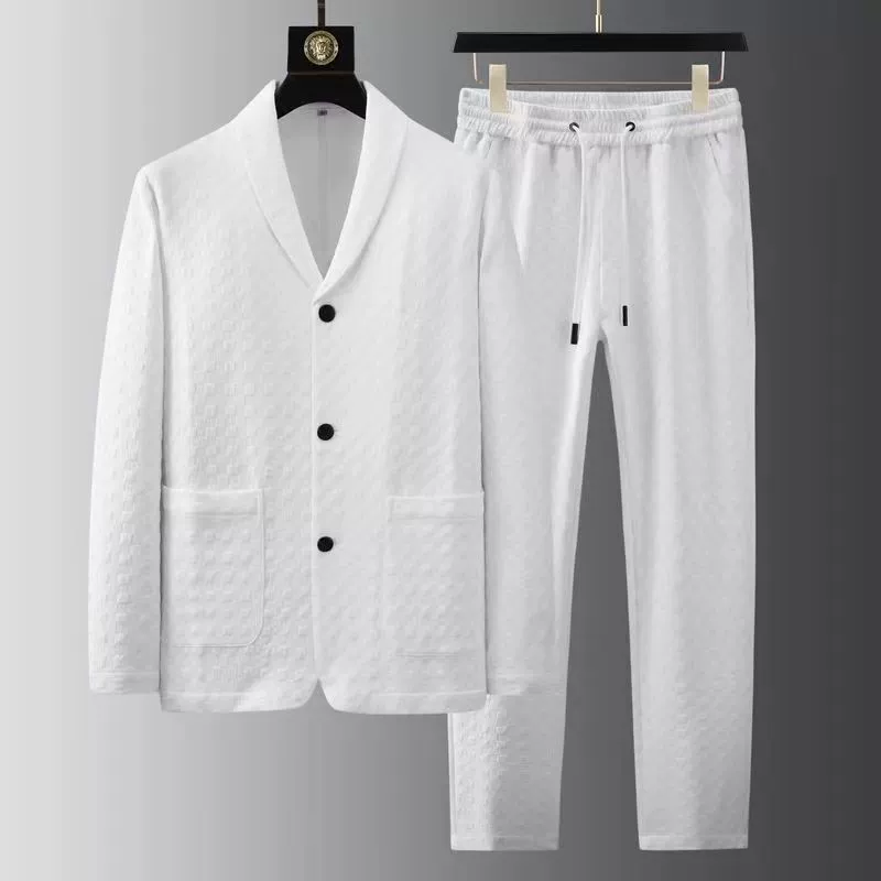 Весенне-летний новый модный клетчатый костюм, мужской высококачественный повседневный костюм с длинными рукавами, модный и красивый костюм-двойка в корейском стиле