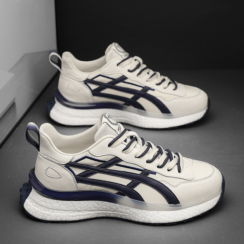 New casual popcorn men's shoes, versatile sports shoes with leather and fabric, spring and summer casual shoes, personalized breathable dad shoes